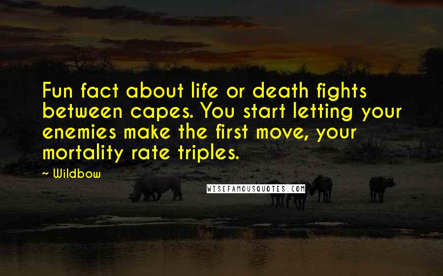 Wildbow Quotes: Fun fact about life or death fights between capes. You start letting your enemies make the first move, your mortality rate triples.