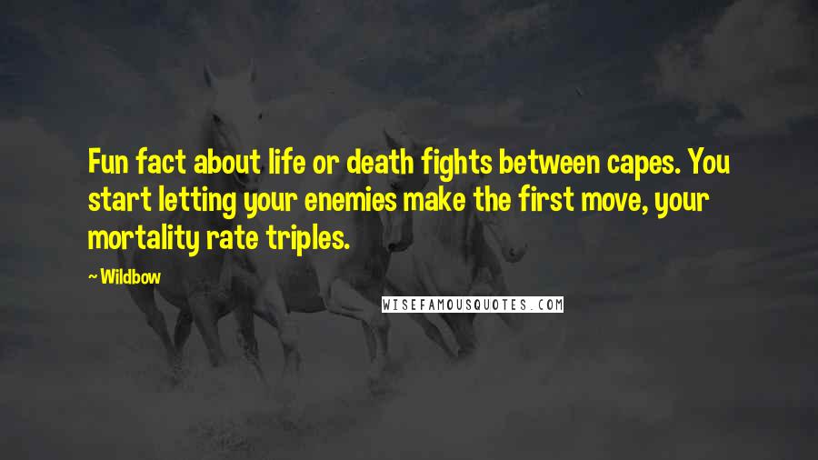 Wildbow Quotes: Fun fact about life or death fights between capes. You start letting your enemies make the first move, your mortality rate triples.