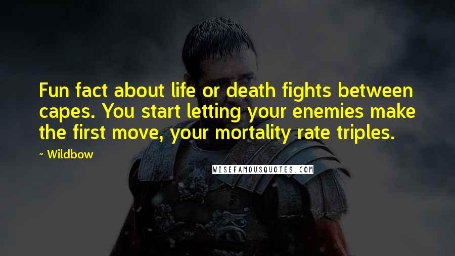 Wildbow Quotes: Fun fact about life or death fights between capes. You start letting your enemies make the first move, your mortality rate triples.