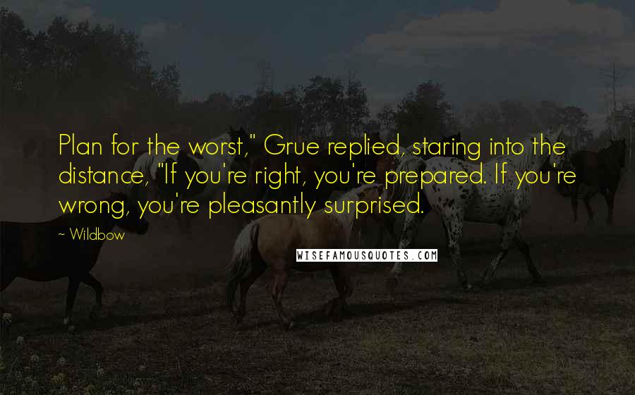 Wildbow Quotes: Plan for the worst," Grue replied, staring into the distance, "If you're right, you're prepared. If you're wrong, you're pleasantly surprised.