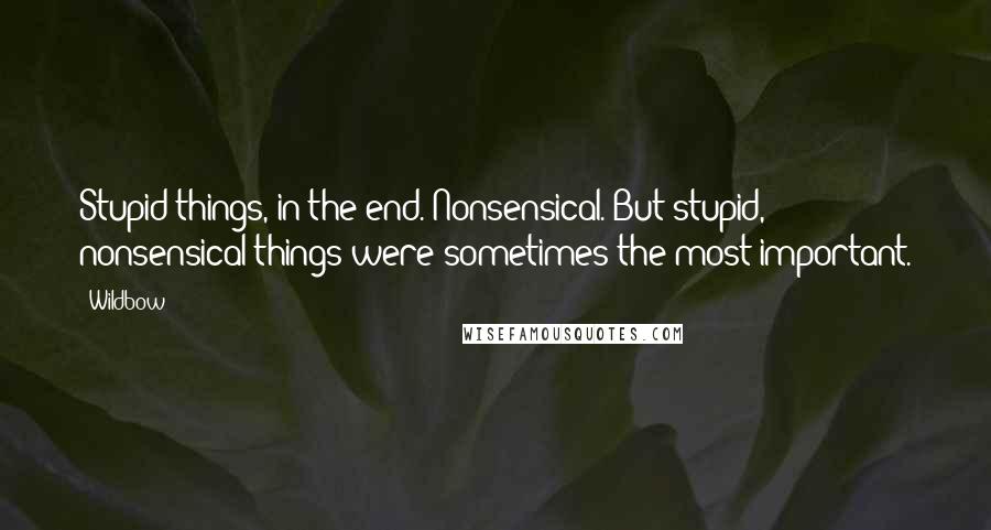 Wildbow Quotes: Stupid things, in the end. Nonsensical. But stupid, nonsensical things were sometimes the most important.