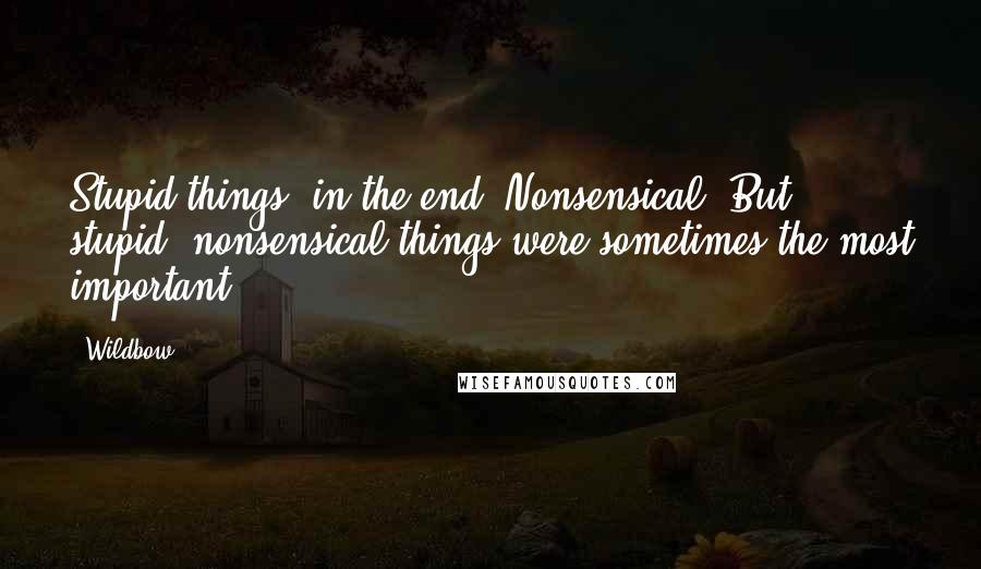 Wildbow Quotes: Stupid things, in the end. Nonsensical. But stupid, nonsensical things were sometimes the most important.