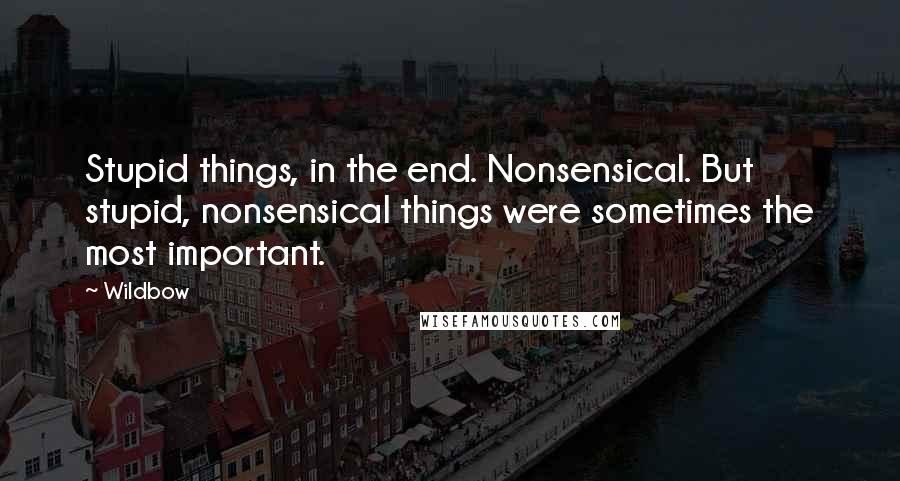 Wildbow Quotes: Stupid things, in the end. Nonsensical. But stupid, nonsensical things were sometimes the most important.