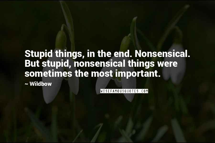 Wildbow Quotes: Stupid things, in the end. Nonsensical. But stupid, nonsensical things were sometimes the most important.