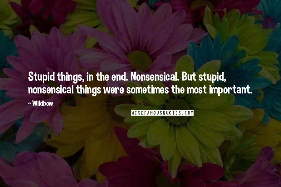 Wildbow Quotes: Stupid things, in the end. Nonsensical. But stupid, nonsensical things were sometimes the most important.