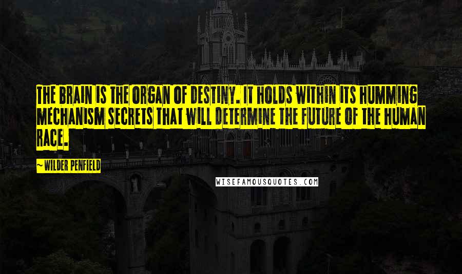 Wilder Penfield Quotes: The brain is the organ of destiny. It holds within its humming mechanism secrets that will determine the future of the human race.