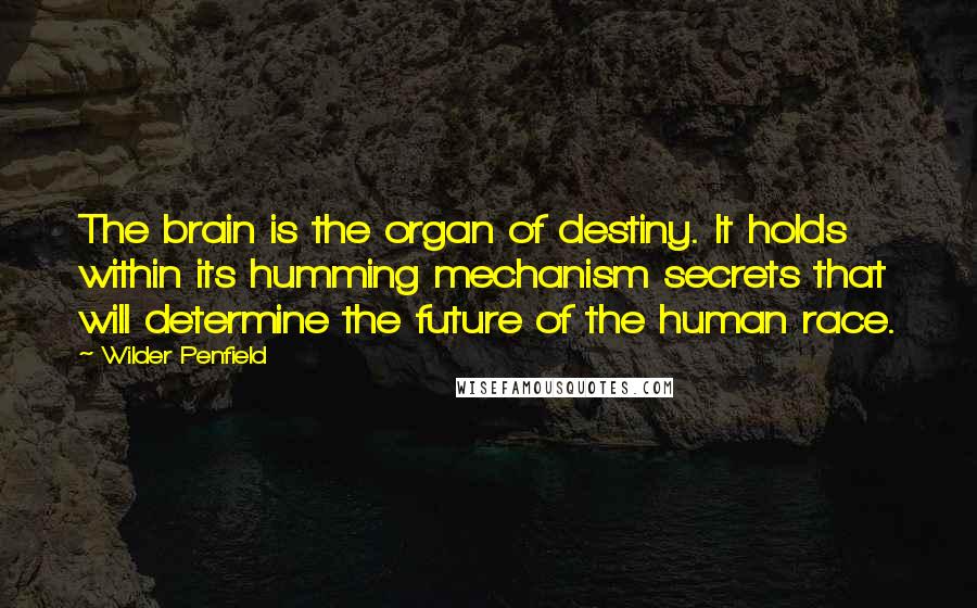 Wilder Penfield Quotes: The brain is the organ of destiny. It holds within its humming mechanism secrets that will determine the future of the human race.