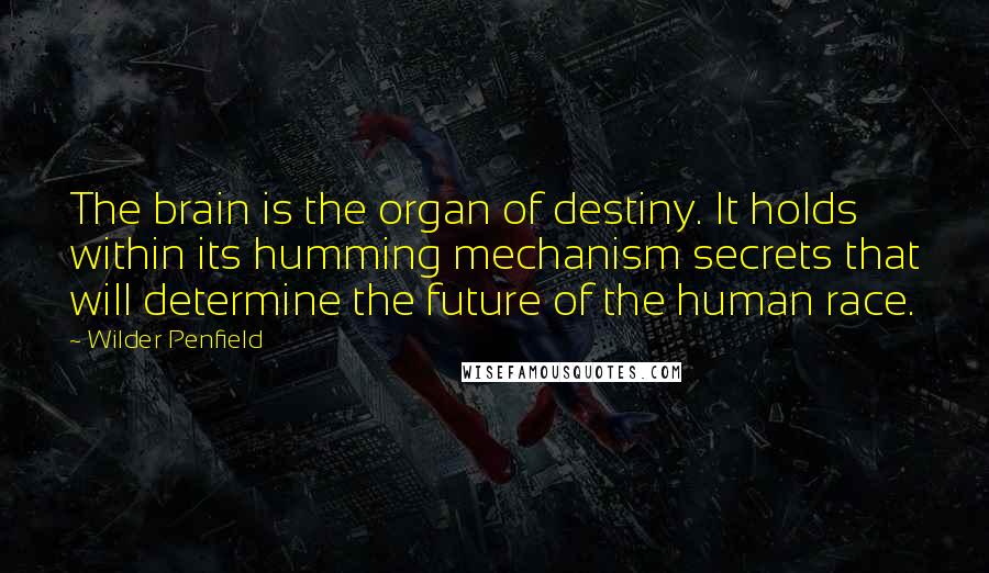 Wilder Penfield Quotes: The brain is the organ of destiny. It holds within its humming mechanism secrets that will determine the future of the human race.