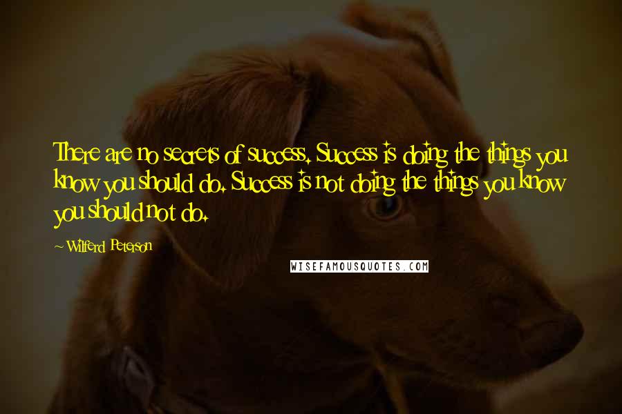 Wilferd Peterson Quotes: There are no secrets of success. Success is doing the things you know you should do. Success is not doing the things you know you should not do.