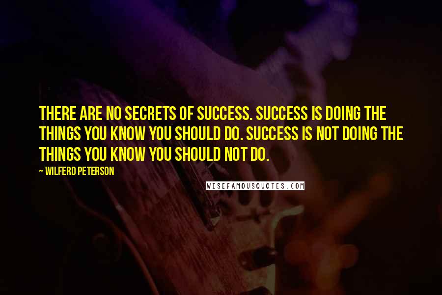 Wilferd Peterson Quotes: There are no secrets of success. Success is doing the things you know you should do. Success is not doing the things you know you should not do.