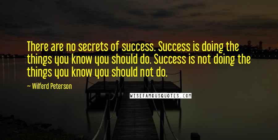 Wilferd Peterson Quotes: There are no secrets of success. Success is doing the things you know you should do. Success is not doing the things you know you should not do.