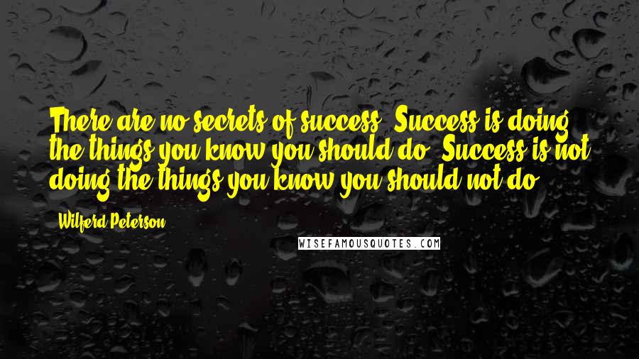 Wilferd Peterson Quotes: There are no secrets of success. Success is doing the things you know you should do. Success is not doing the things you know you should not do.