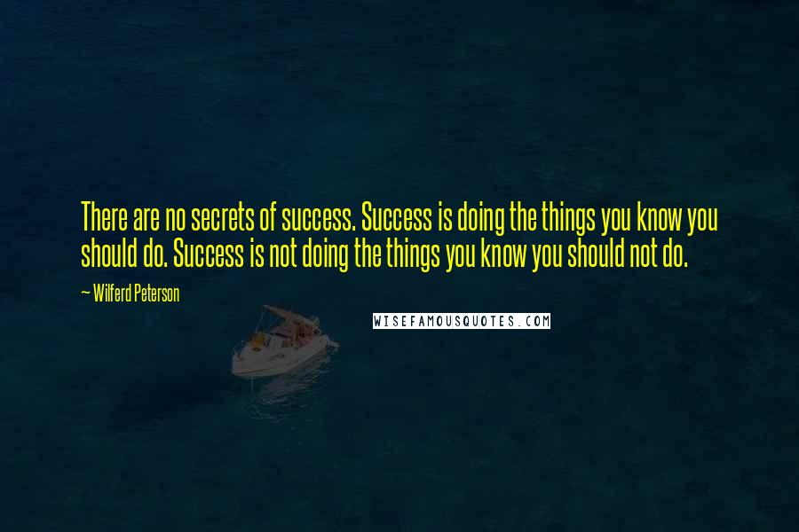 Wilferd Peterson Quotes: There are no secrets of success. Success is doing the things you know you should do. Success is not doing the things you know you should not do.