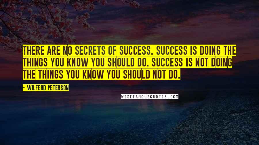 Wilferd Peterson Quotes: There are no secrets of success. Success is doing the things you know you should do. Success is not doing the things you know you should not do.