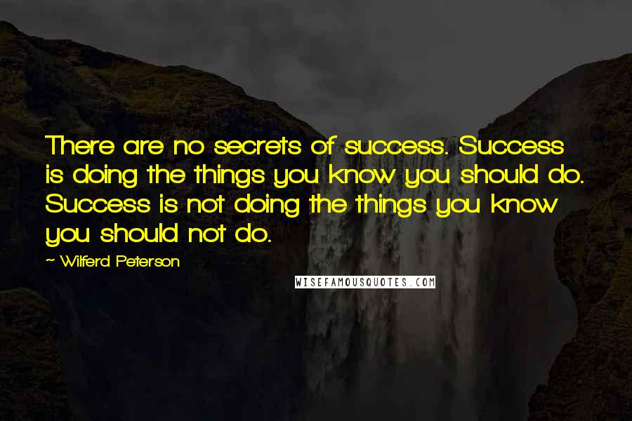 Wilferd Peterson Quotes: There are no secrets of success. Success is doing the things you know you should do. Success is not doing the things you know you should not do.