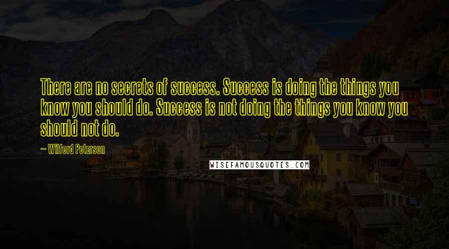 Wilferd Peterson Quotes: There are no secrets of success. Success is doing the things you know you should do. Success is not doing the things you know you should not do.