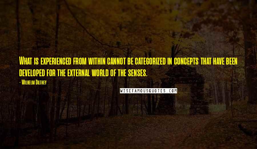 Wilhelm Dilthey Quotes: What is experienced from within cannot be categorized in concepts that have been developed for the external world of the senses.