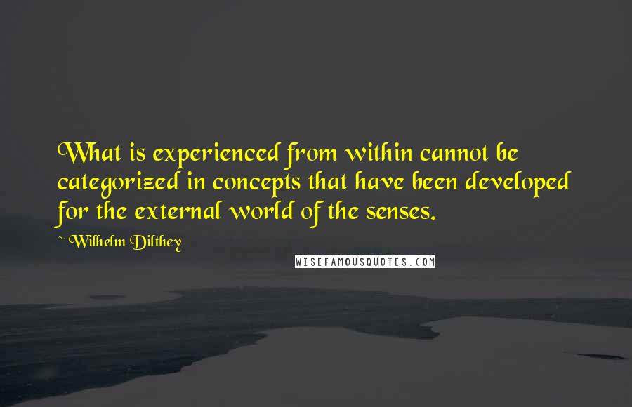 Wilhelm Dilthey Quotes: What is experienced from within cannot be categorized in concepts that have been developed for the external world of the senses.