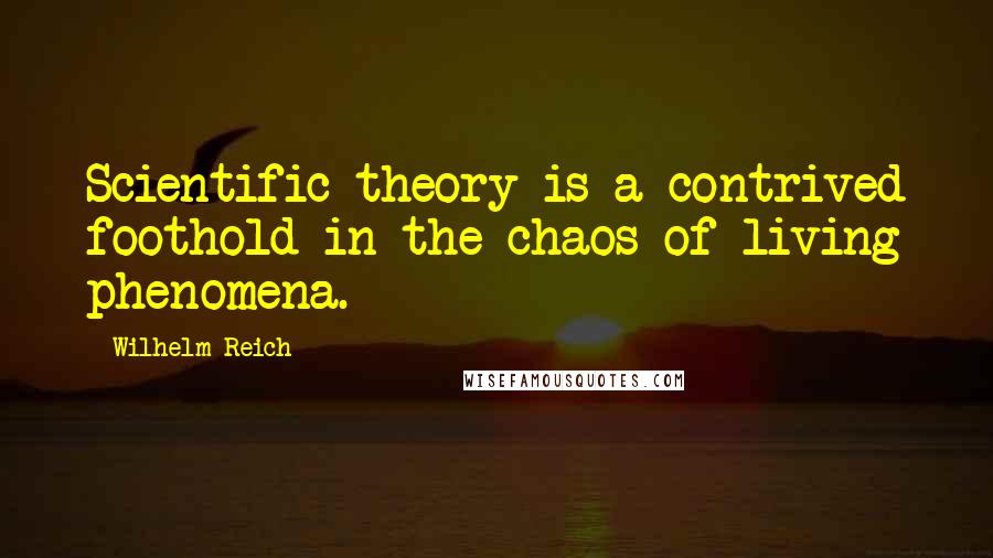 Wilhelm Reich Quotes: Scientific theory is a contrived foothold in the chaos of living phenomena.