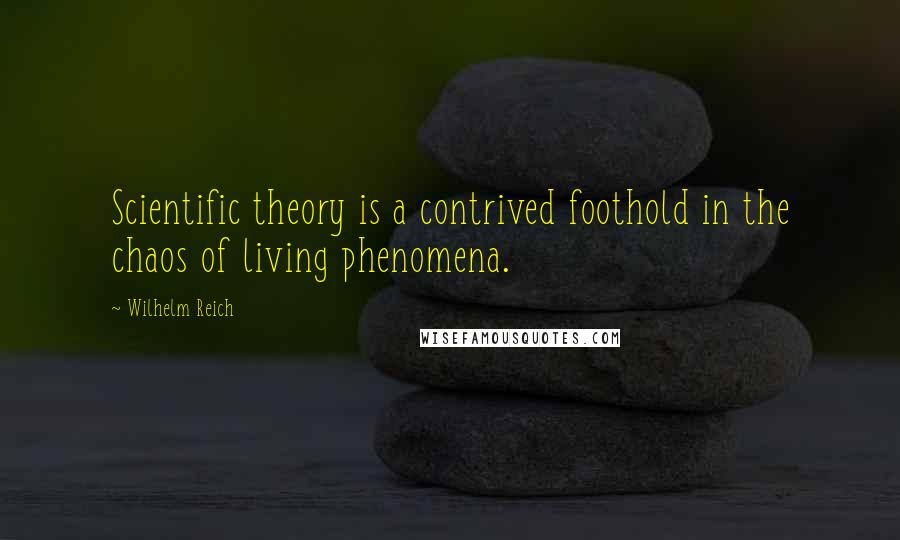 Wilhelm Reich Quotes: Scientific theory is a contrived foothold in the chaos of living phenomena.