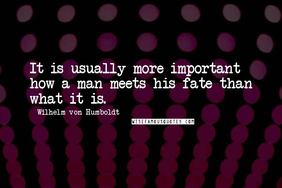 Wilhelm Von Humboldt Quotes: It is usually more important how a man meets his fate than what it is.