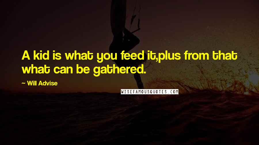 Will Advise Quotes: A kid is what you feed it,plus from that what can be gathered.