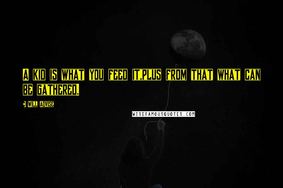Will Advise Quotes: A kid is what you feed it,plus from that what can be gathered.