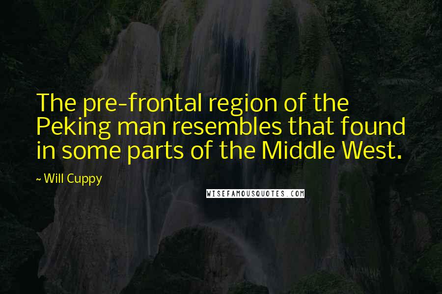 Will Cuppy Quotes: The pre-frontal region of the Peking man resembles that found in some parts of the Middle West.