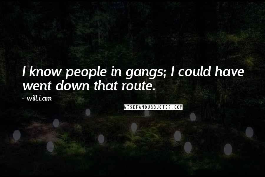 Will.i.am Quotes: I know people in gangs; I could have went down that route.