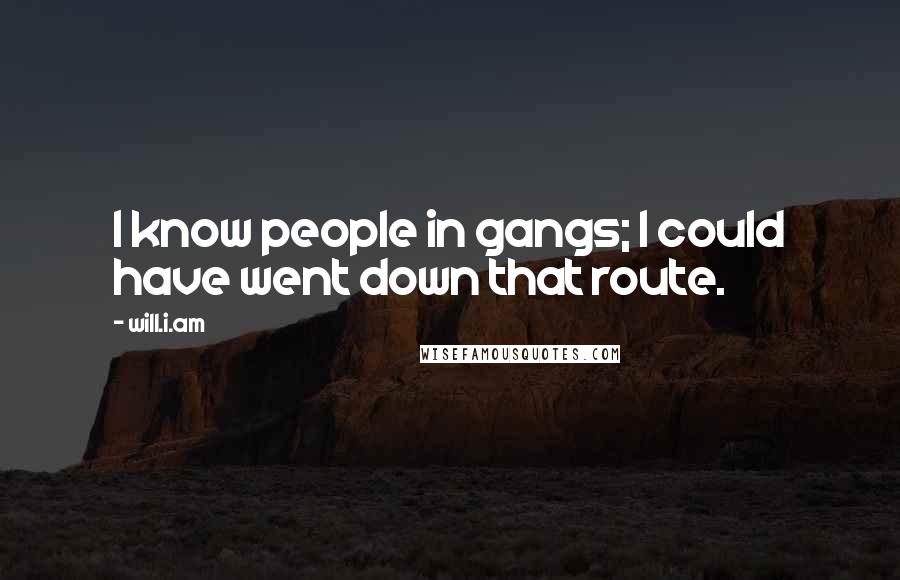 Will.i.am Quotes: I know people in gangs; I could have went down that route.