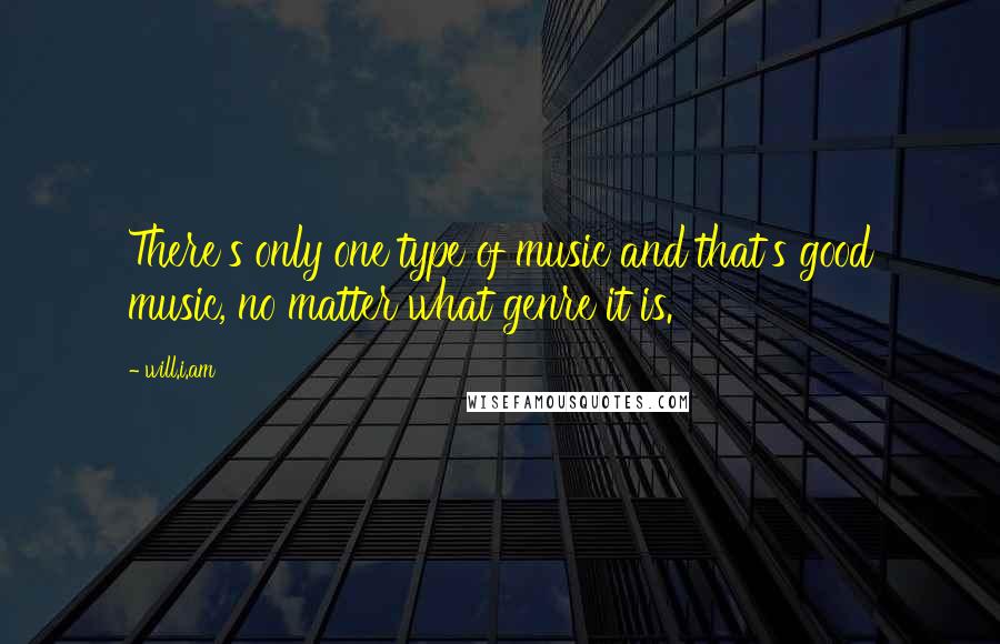 Will.i.am Quotes: There's only one type of music and that's good music, no matter what genre it is.