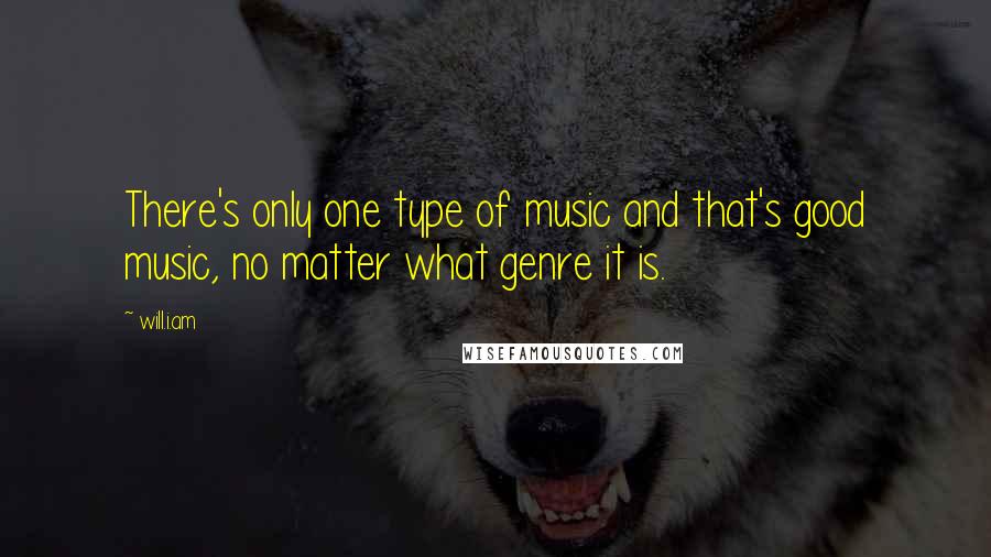 Will.i.am Quotes: There's only one type of music and that's good music, no matter what genre it is.