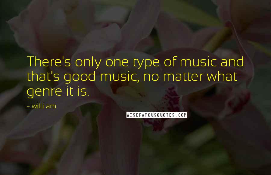 Will.i.am Quotes: There's only one type of music and that's good music, no matter what genre it is.