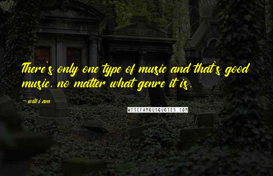 Will.i.am Quotes: There's only one type of music and that's good music, no matter what genre it is.