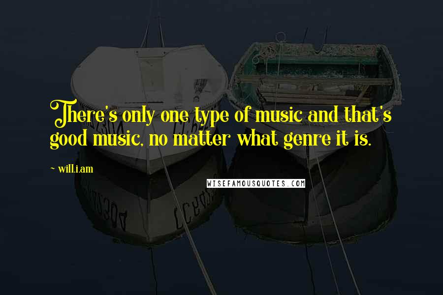 Will.i.am Quotes: There's only one type of music and that's good music, no matter what genre it is.