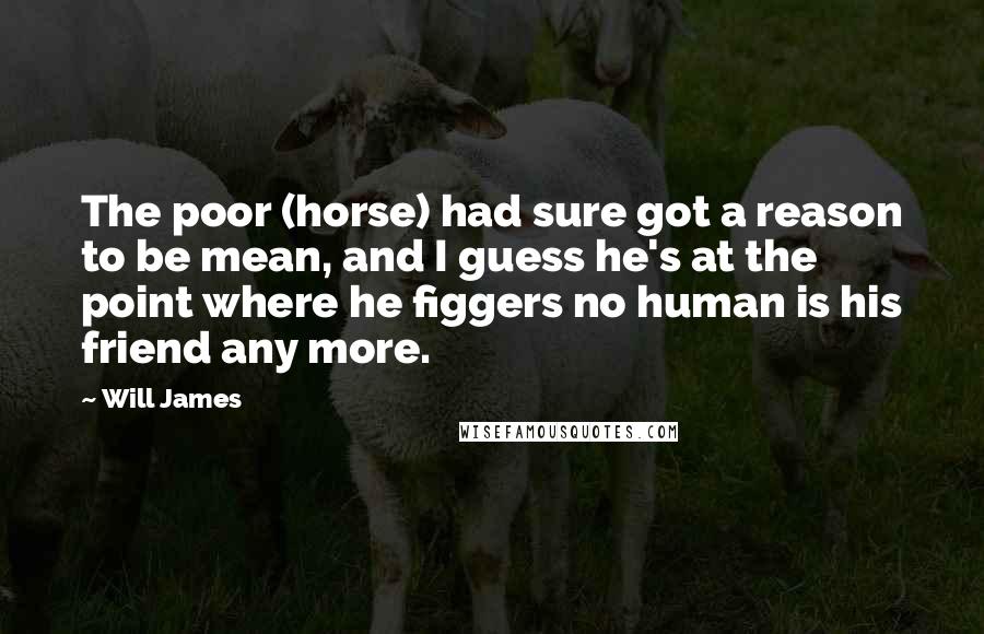 Will James Quotes: The poor (horse) had sure got a reason to be mean, and I guess he's at the point where he figgers no human is his friend any more.