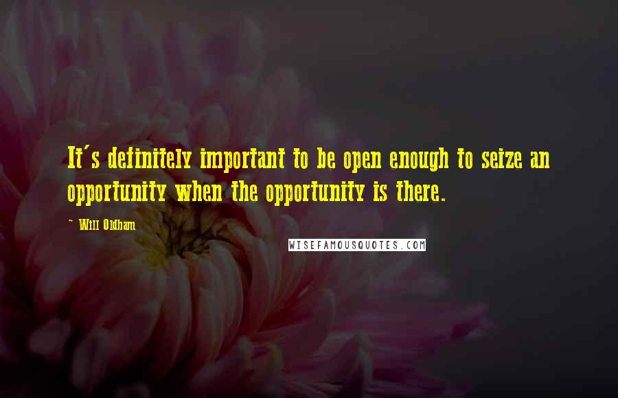 Will Oldham Quotes: It's definitely important to be open enough to seize an opportunity when the opportunity is there.