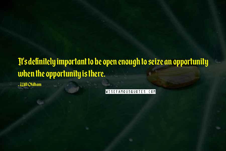 Will Oldham Quotes: It's definitely important to be open enough to seize an opportunity when the opportunity is there.