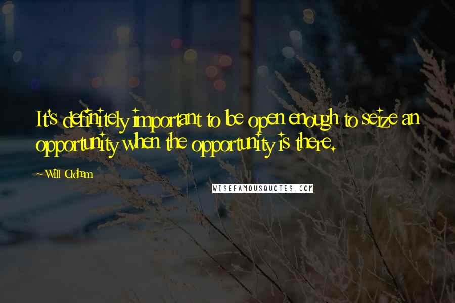 Will Oldham Quotes: It's definitely important to be open enough to seize an opportunity when the opportunity is there.