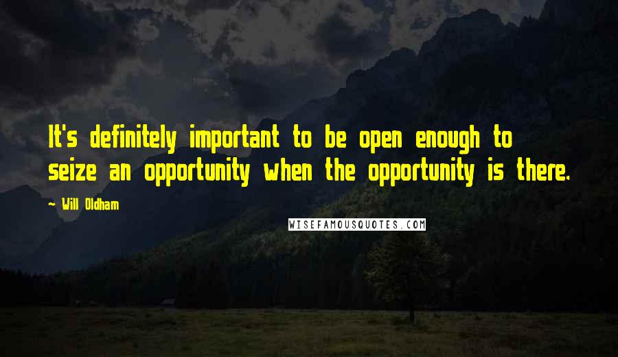 Will Oldham Quotes: It's definitely important to be open enough to seize an opportunity when the opportunity is there.