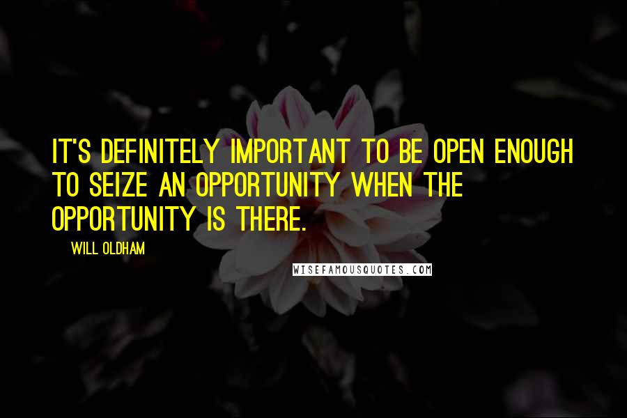 Will Oldham Quotes: It's definitely important to be open enough to seize an opportunity when the opportunity is there.