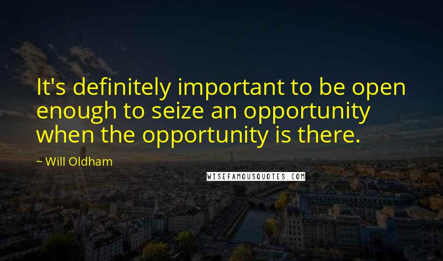 Will Oldham Quotes: It's definitely important to be open enough to seize an opportunity when the opportunity is there.