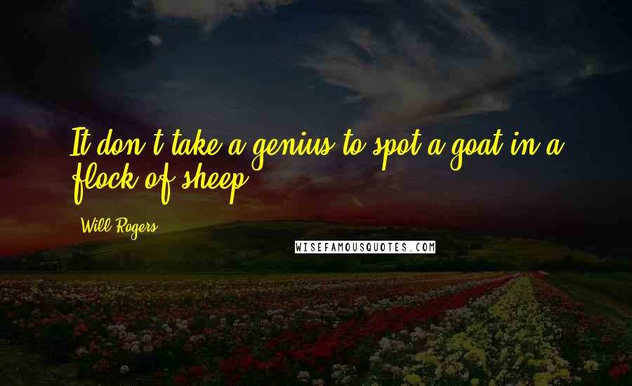 Will Rogers Quotes: It don't take a genius to spot a goat in a flock of sheep.