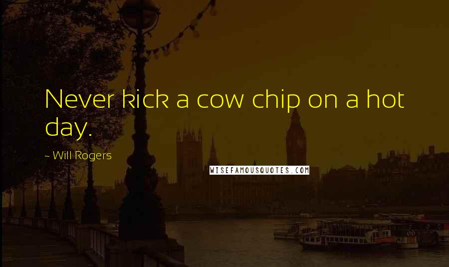 Will Rogers Quotes: Never kick a cow chip on a hot day.