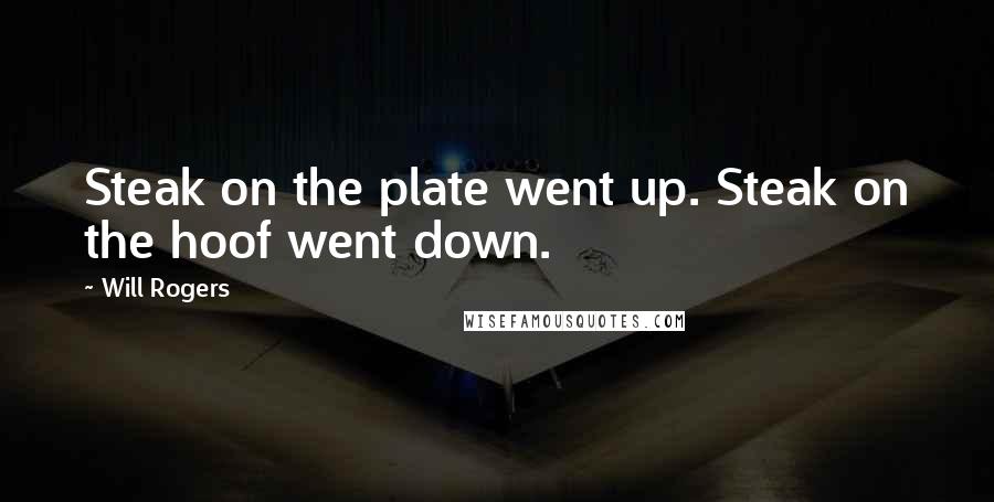 Will Rogers Quotes: Steak on the plate went up. Steak on the hoof went down.