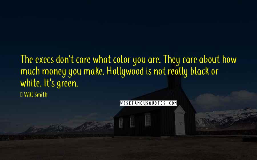 Will Smith Quotes: The execs don't care what color you are. They care about how much money you make. Hollywood is not really black or white. It's green.