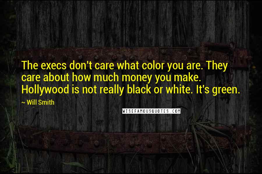 Will Smith Quotes: The execs don't care what color you are. They care about how much money you make. Hollywood is not really black or white. It's green.