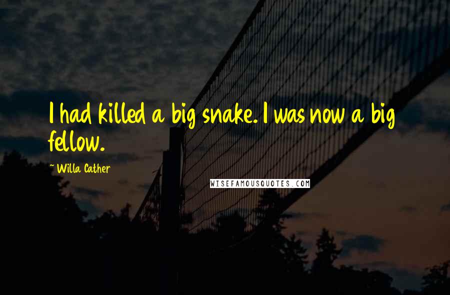 Willa Cather Quotes: I had killed a big snake. I was now a big fellow.