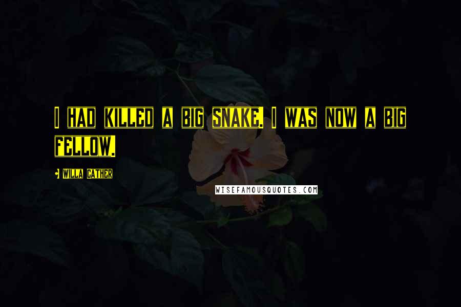 Willa Cather Quotes: I had killed a big snake. I was now a big fellow.