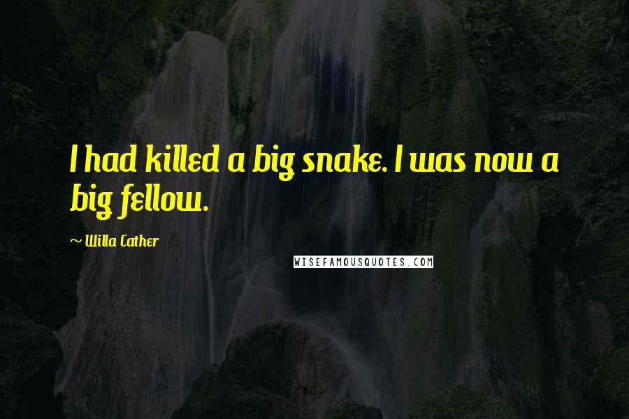 Willa Cather Quotes: I had killed a big snake. I was now a big fellow.